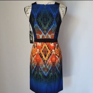 MUSE Ikat Southwest Mini Sheath Dress Sleeveless Halter Multicolor